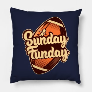 Football Sunday Funday Vintage Retro Design Pillow