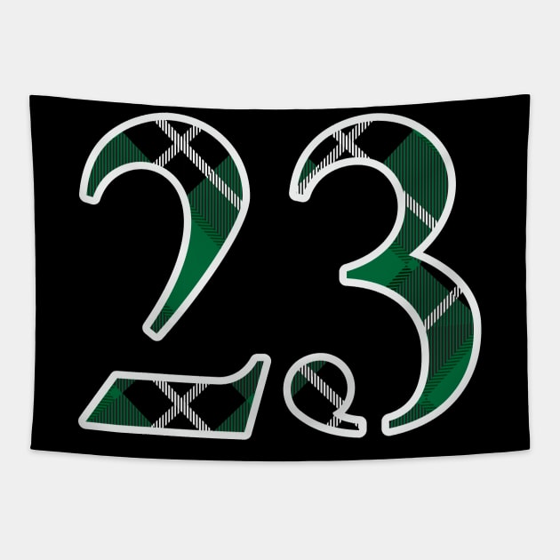 23 Sports Jersey Number Green Black Flannel Tapestry by Design_Lawrence