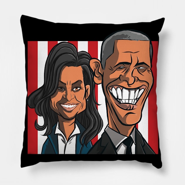 We miss Obama - cartoon design Pillow by Midoart