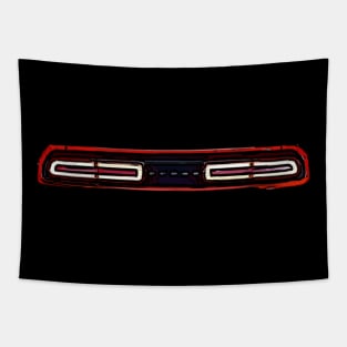 Glowing Beast: Dodge Challenger Rear Lights Posterize Car Design for Teen Enthusiasts Tapestry