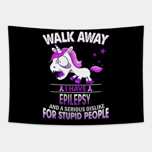 funny epilepsy grumpy unicorn warrior Tapestry