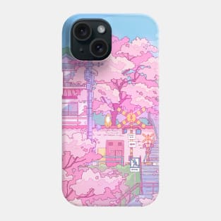 Tokyo, train, cats and pink cherry blossom Phone Case