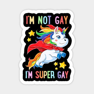 LGBTQ Unicorn Super Gay Pride LGBT Ally Flag Retro Magnet