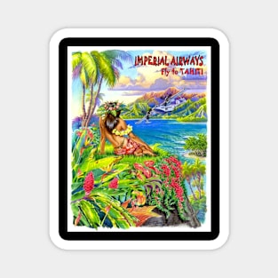 Imperial Airways Vintage Poster Print Travel and Tourism fLy to Tahiti Print Magnet