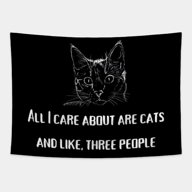 All i care about are cats and like, three people Tapestry by retroprints