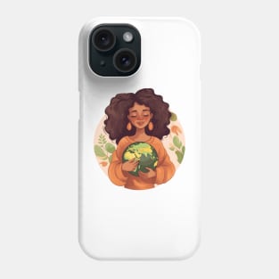 Black Girl Cottage Core, African Mother Earth Day Phone Case
