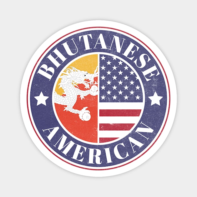 Proud Bhutanese-American Badge - Bhutan Flag Magnet by Yesteeyear