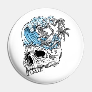 skull surfer Pin