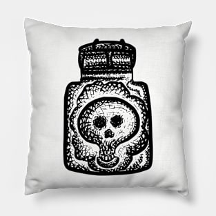 Ghost Skull in a Jar Inktober Pillow