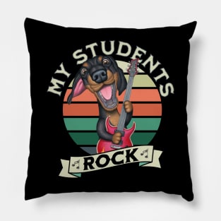 Fun Dachshund with guitar playing my students rock! Pillow