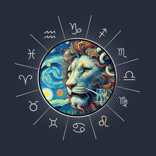 ZODIAC Leo - Astrological LEO - LEO - ZODIAC sign - Van Gogh style - 8 by ArtProjectShop