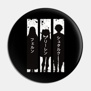 Frieren Party Members Black and White Silhouette with Fern Stark from Sousou no Frieren or Frieren Beyond Journeys End Anime SNF-173 Pin