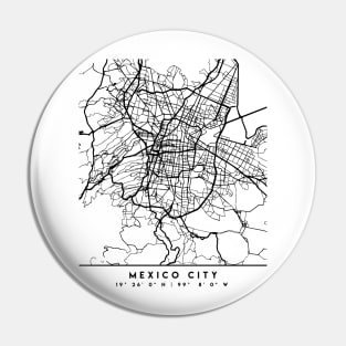 MEXICO CITY MEXICO BLACK CITY STREET MAP ART Pin