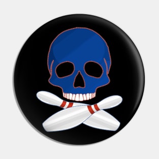 Bowling Ball Skull and Crossed Bowling Pins Pin