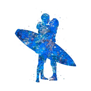 Surfer couple blue art T-Shirt