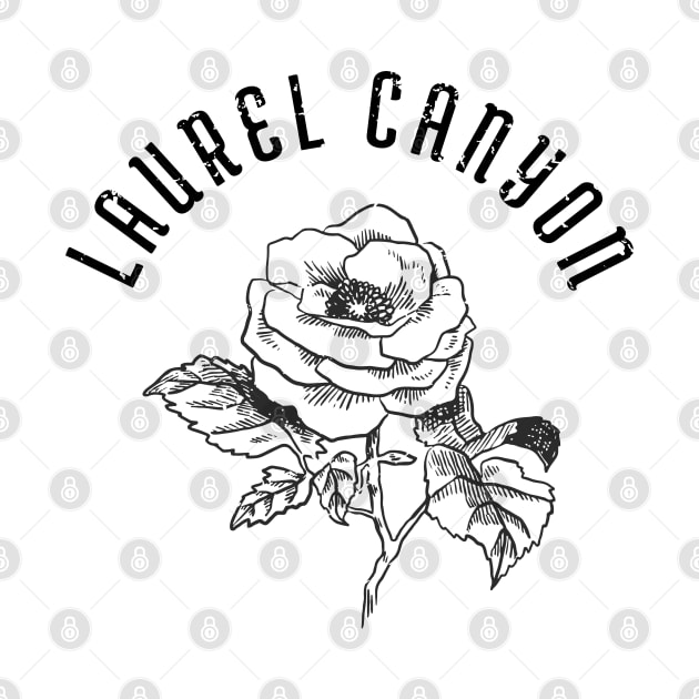 Laurel Canyon rose - black print by retropetrol