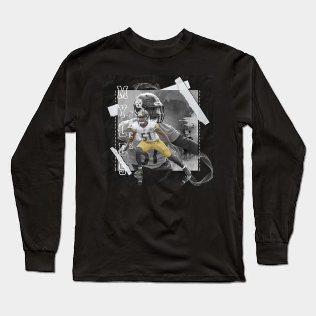 Myles Jack Football Paper Poster Steelers 3 - Myles Jack - Long Sleeve T- Shirt