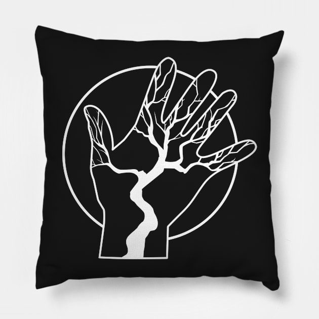The Hand of Life WHITE Pillow by ArtbyCorey