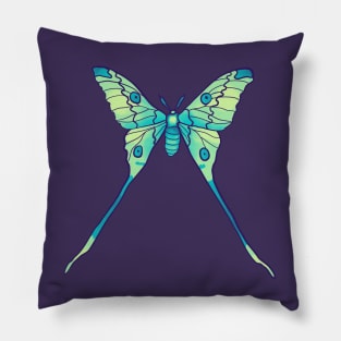 Luna Moth Green Purple Witchy Magical Insect Pillow