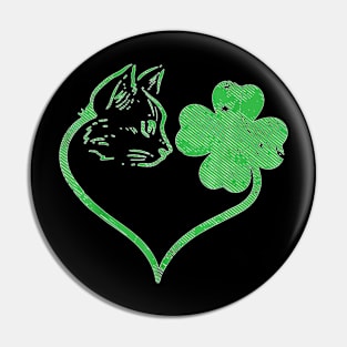 Cat Silhouette Shamrock St Patricks Day Kitten Lover Pet Pin