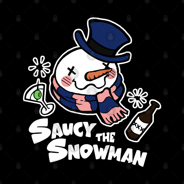 Saucy The Snowman - Frosty Humor - White Outlined, Color Version 1 by Nat Ewert Art