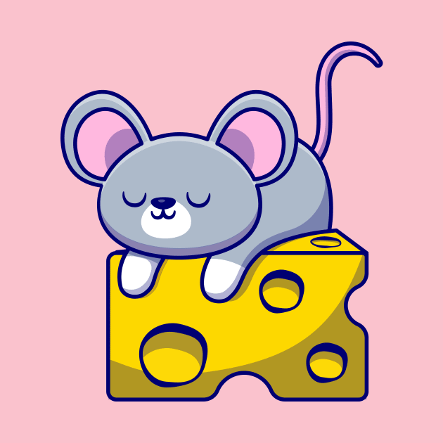 Cute Mouse Sleeping On The Cheese by Catalyst Labs