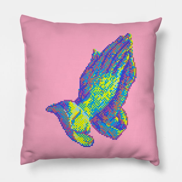 Praying 16bit - Pixel Art Mspaint Windows 7 Pillow by CyberRex