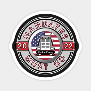 TRUCKER CONVOY 2022 USA - TRUCKERS FOR FREEDOM - GRAY ROUND WHITE LETTERS Magnet