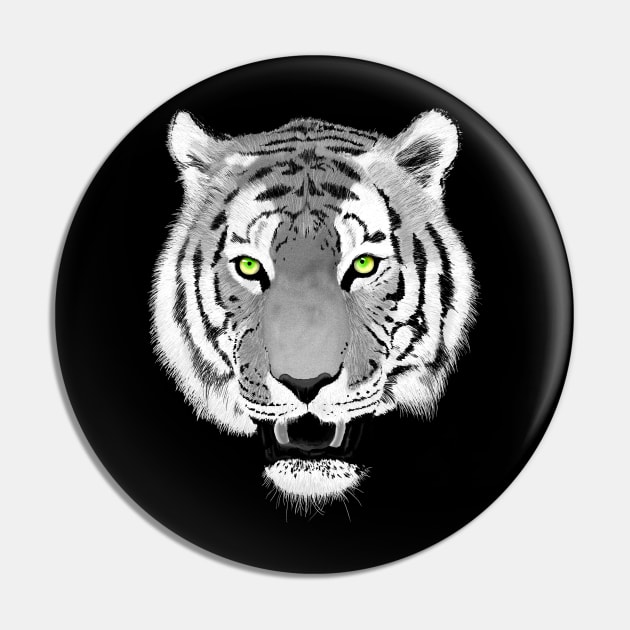 Tiger Face Wildlife Art Pin by macdonaldcreativestudios