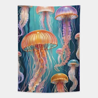 Jellyfish Serenade: Inspired Aquatic Illustration Tapestry