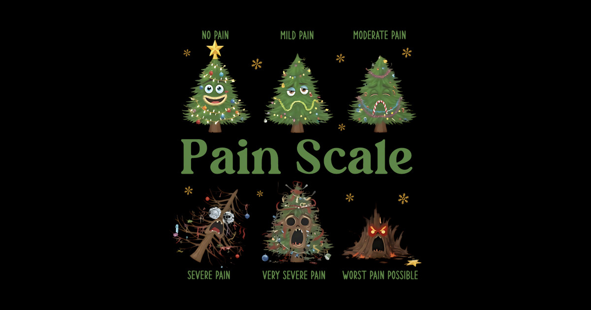 Christmas Pain Scale Tree Illustration With Funny Facial Levels And ...