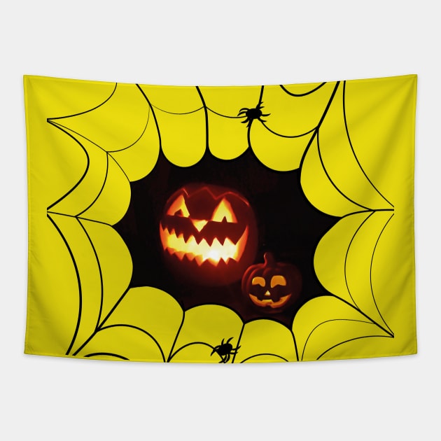 Funy pumpkin halloween celebrations Tapestry by Teija.I.Art&Design