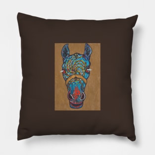 Blue spiral horse Pillow