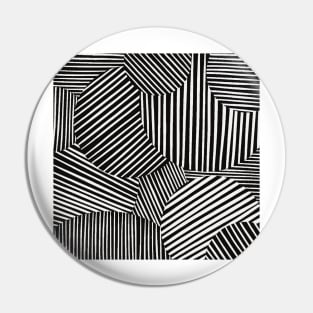 Striped Circles Collage, Black and White Digital Illustration Pin