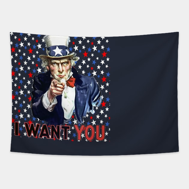 I Want You With Star Pattern Background Tapestry by taiche