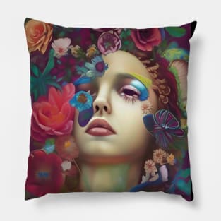 Surreal Art Flowers Floral Dreamy Surrealism Pillow