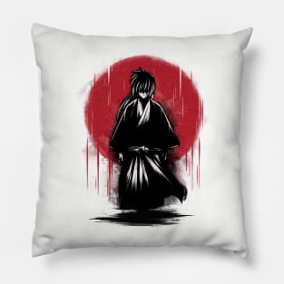 Samurai in a kimono robe Pillow