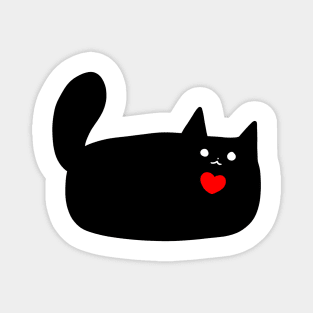 Black Cat Red Heart Magnet