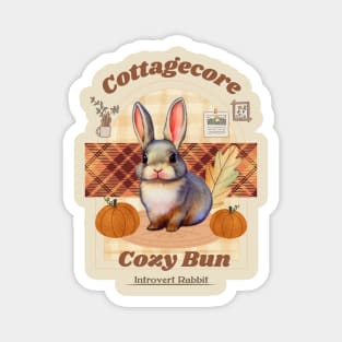 Cozy Vibes Cottagecore Mini Rex Rabbit Introverted Bun in Fall Autumn Season Magnet