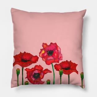 Red decorative poppy flowers Pillow