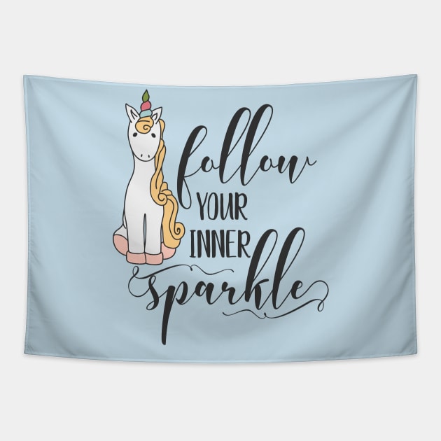 Follow Your Inner Sparkle Unicorn Tapestry by CoffeeandTeas