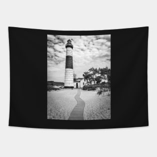 Big Sable Point Lighthouse - Black & White Tapestry