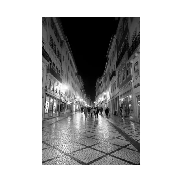 Strolling in Coimbra at Night - BW by BrianPShaw