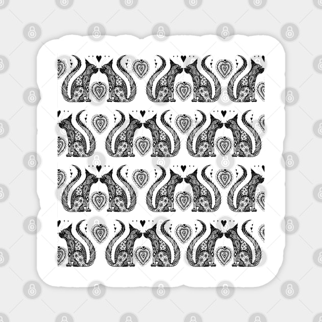 Two Cat Tangle Pattern Magnet by Heatherian