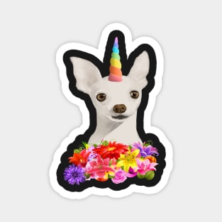 Cute Unicorn Puppy With Colorful Flowers Magnet