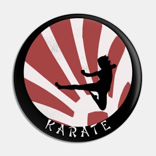 Female Karate Fighter Circle Pin