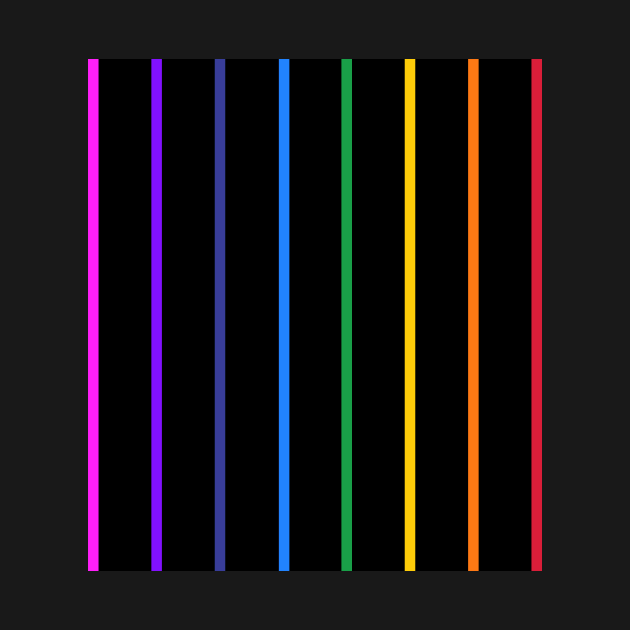 Vintage black and narrow rainbow stripes - vertical by bettyretro