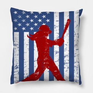 American Flag Girl's Softball Fast Pitch Batter Pillow