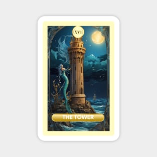 The Tower Card From the Light Mermaid Tarot Deck. Magnet