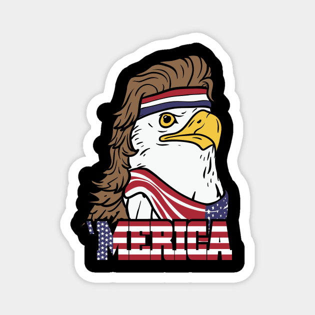 4th of July American Bald Mullet Eagle 'Merica Shirt Magnet by Nowhereman78